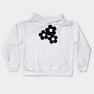 60's Flower Power Pop Flowers in Black and White Kids Hoodie